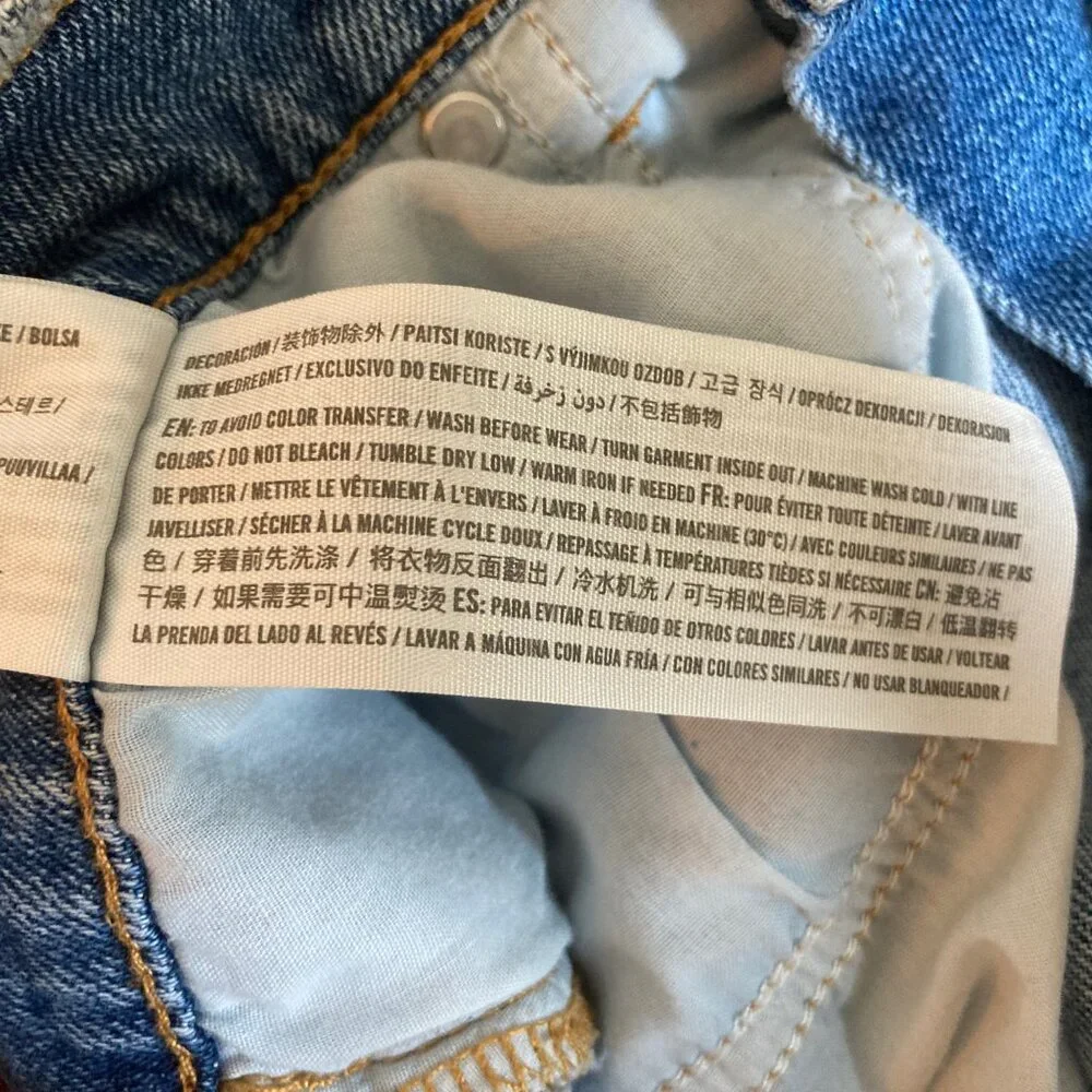 Abercrombie & Fitch The Mom Short High Rise Womens 31 Blue Denim 90s Distressed - Picture 8 of 8